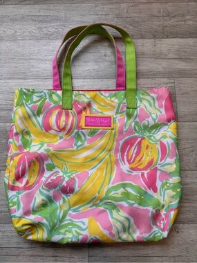 Lilly Pulitzer Pink, Yellow & Green Tropical Fruit Tote